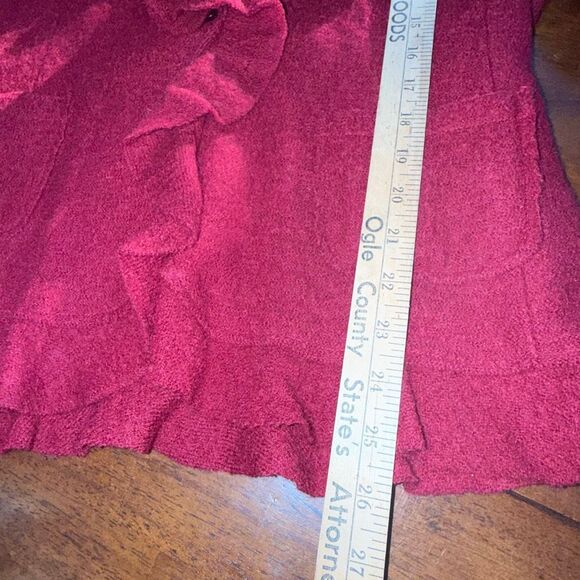 Susan Bristol 100% Wool Red Ruffle Rose Cardigan Jacket L — Textured Boho Cottag - Picture 10 of 12